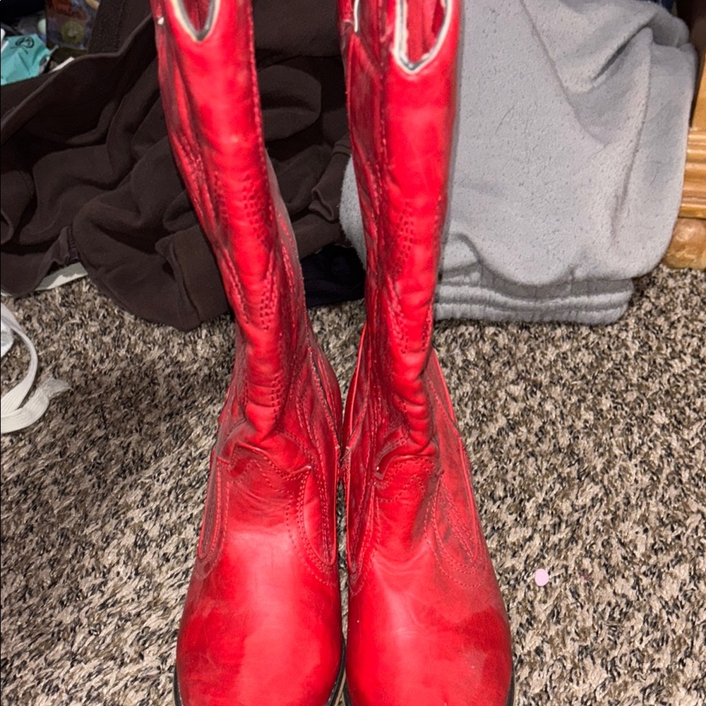 Red Leather Cowboy Boots